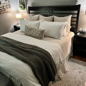 King Heavyweight Linen Blend Duvet Cover & Sham Set White - Casaluna